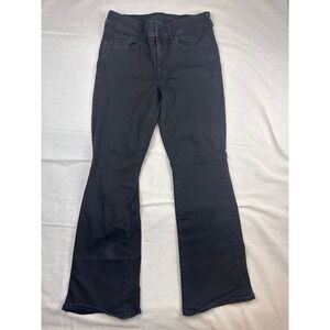 American Eagle Next Level Stretch Flare Jeans Black High Rise Womens Size 12 Reg